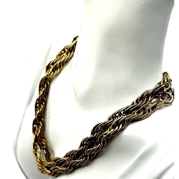 Vintage Whiting Davis M47Gold & Silver Tone Twisted Rope Chain - Picture 3 of 9